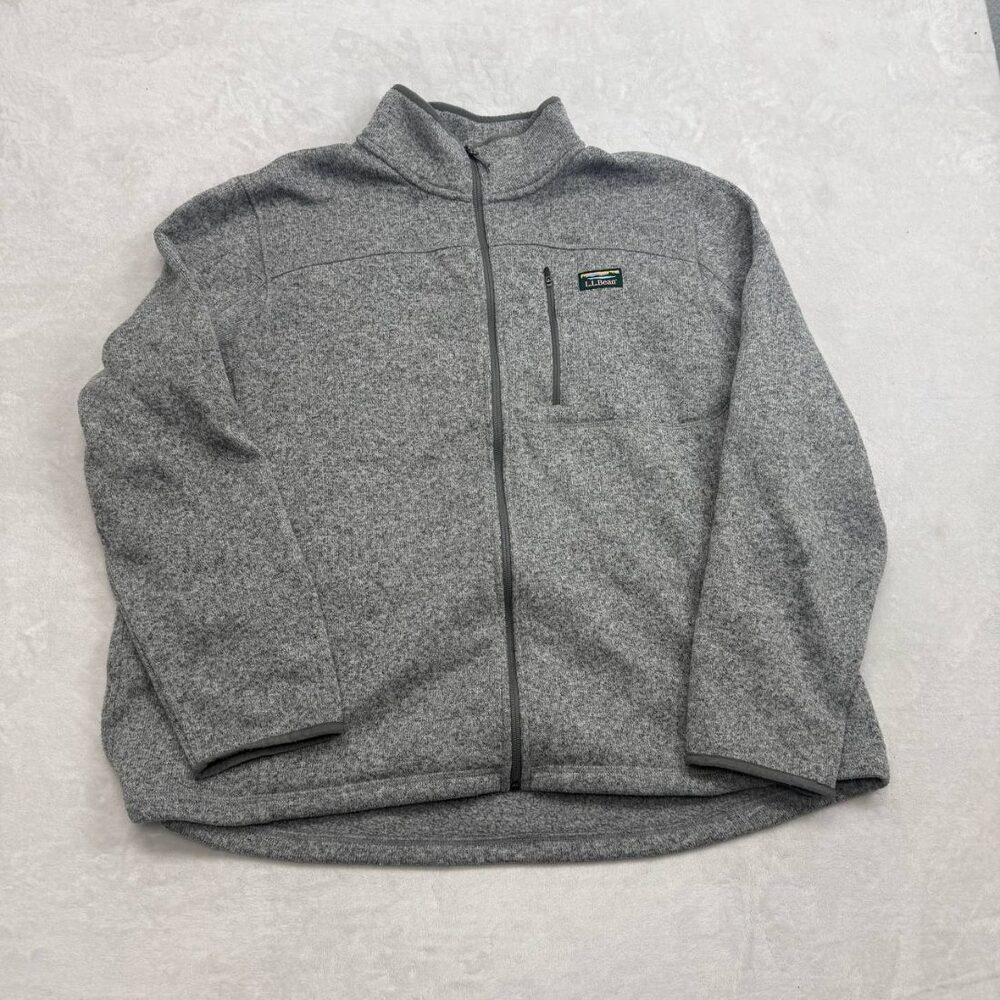 L.L.Bean Sweater Fleece Jacket Men's Grey Size 3XL Full Zip Outdoor Performance